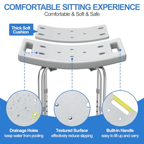 Heavy Duty Stainless Steel Shower Chair with Anti-Slip Seat and Grab Bar k7m