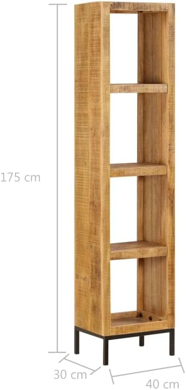 Solid Mango Wood Bookshelf 4 Compartments Brown7k