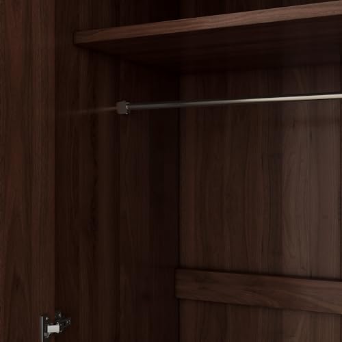 Wooden Wardrobe Closet with Shelves and Hanging Rail a7