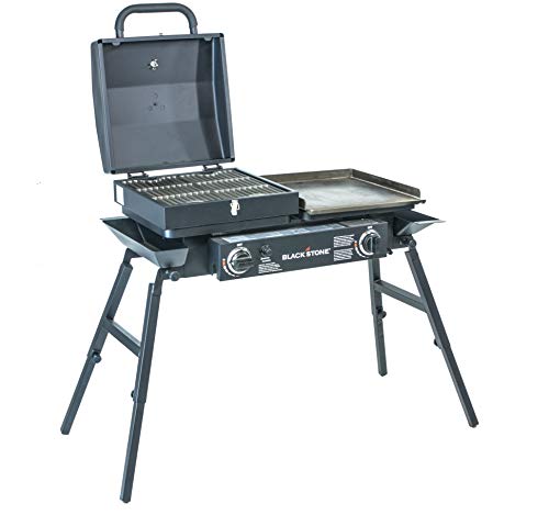 Stainless Steel 2 Burner Portable Gas Grill and Griddle Combo 35000 BTU k7m