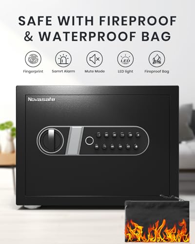 Biometric Fingerprint Home Safe Box with Fireproof Waterproof Bag a7k
