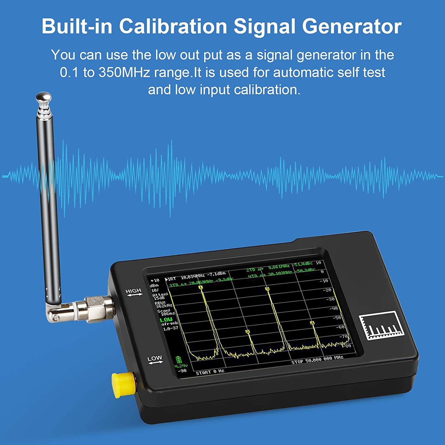 Spectrum Analyzer Handheld 2.8in Touchscreen 100KHz-960MHz Portable Frequency Analyzer a7