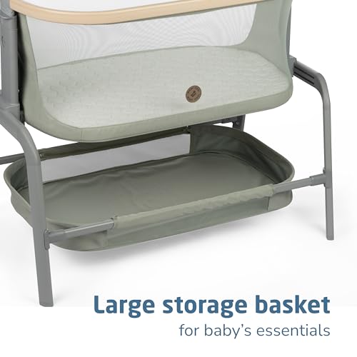 Portable Baby Bassinet with Height Adjustable Mesh and Storage Basket a7