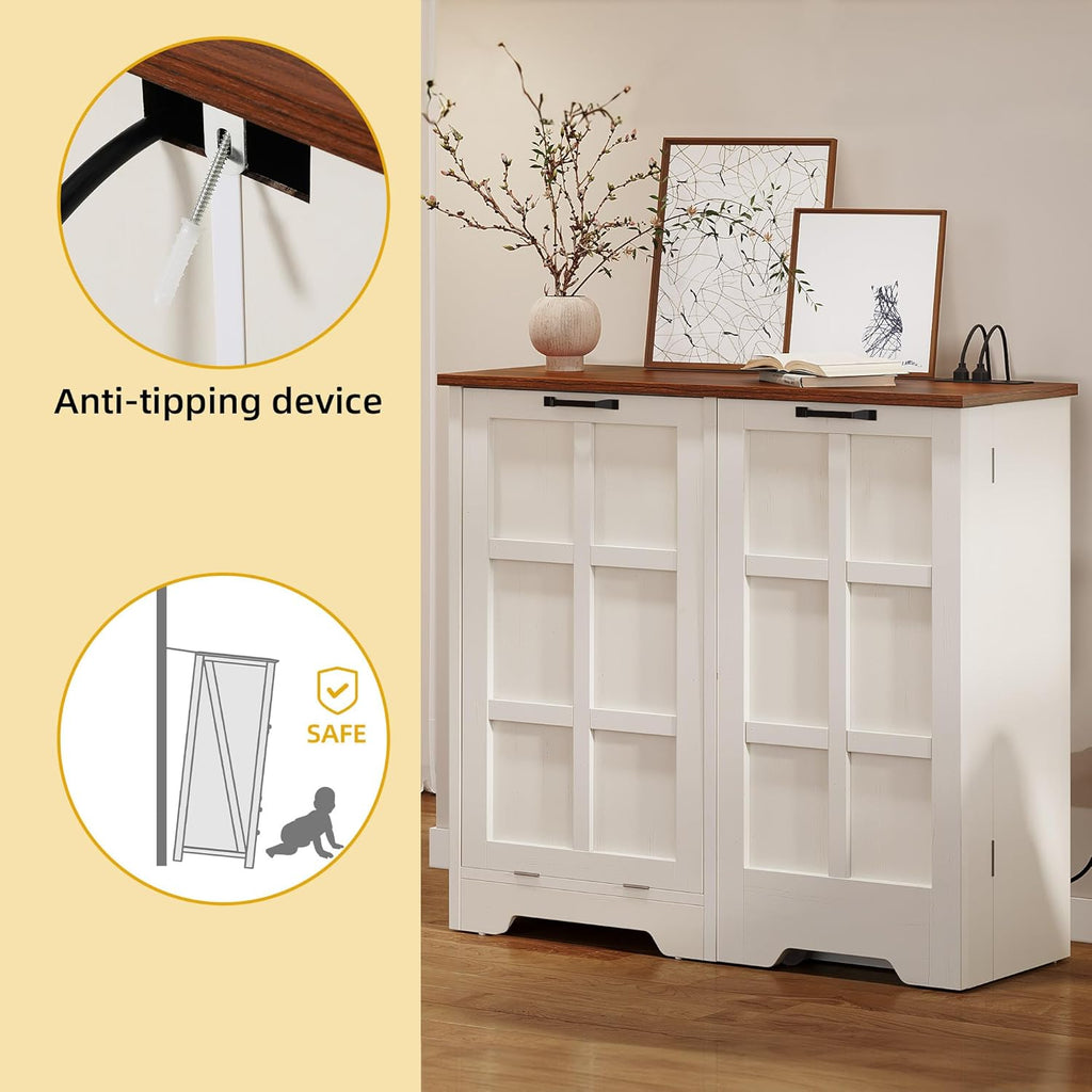 Tilt Out Trash Cabinet 13 Gallon Hidden Pull Out Bin White Oak a7
