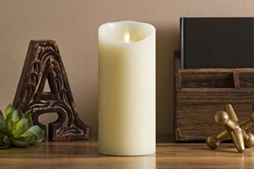 Luminara Flickering Flameless Ivory 6.5" Pillar Candle - Warm LED Light Flame - 2 AA Battery Operated Decor for Dining Room Table Centerpieces, Fireplace Mantel, Dinner Party, Reception