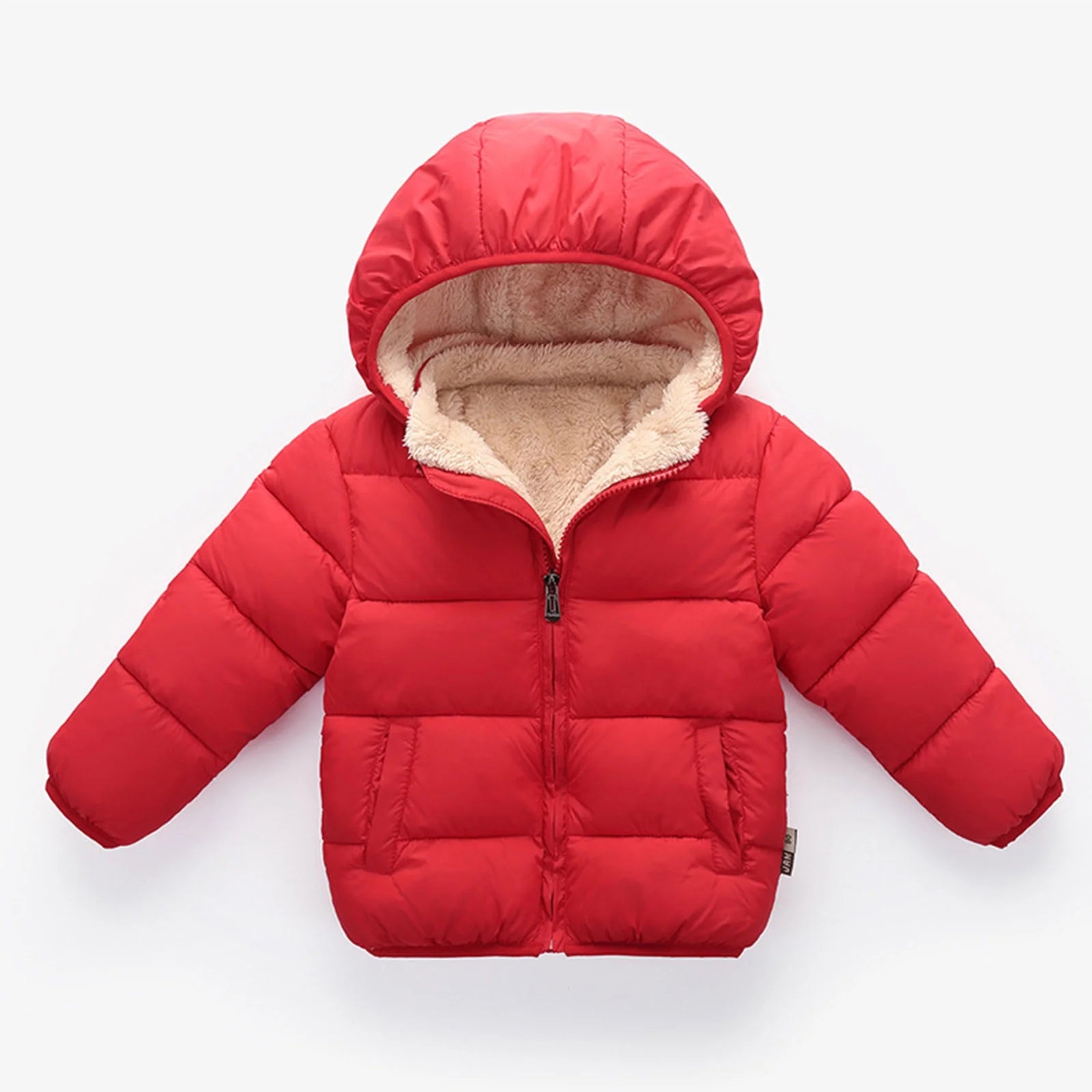 Kids Solid Winter Hooded Jacket Warm Outwear a7