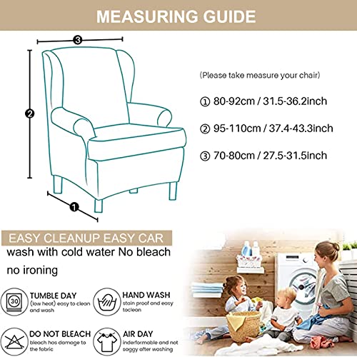 Wingback Chair Slipcover 2 Piece Jacquard Washable Furniture Protector q7m