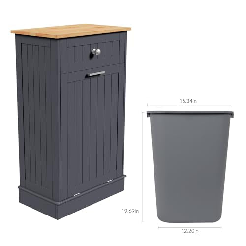 Trash Cabinet with Hideaway Drawer and Cutting Board White a7