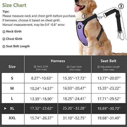 Dog Vehicle Safety Vest Harness with Travel Strap and Carabiner k7m