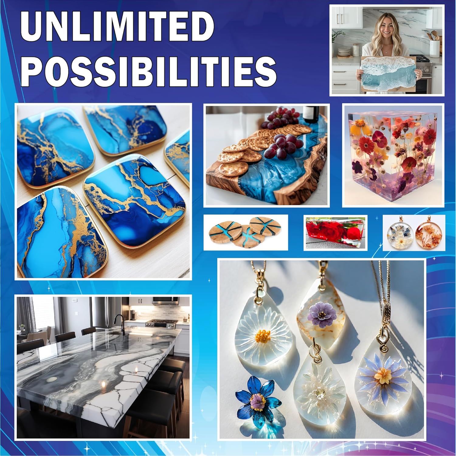Epoxy Resin 80 oz Kit for Craft Art Casting, Clear Non-Toxic k7