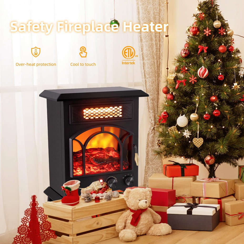 Electric Fireplace Heater 1500W Portable Infrared Stove with Flame Effects k7