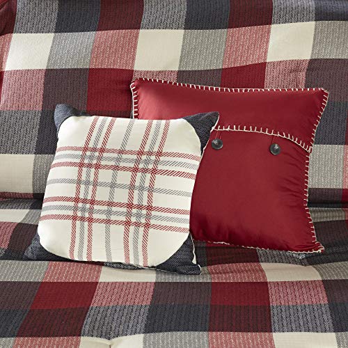 Cabin Lodge Plaid Comforter Set King 7 Piece Red a7