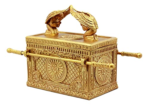 Matte Gold Holy Ark of the Covenant Religious Decorative Figurine Box k7