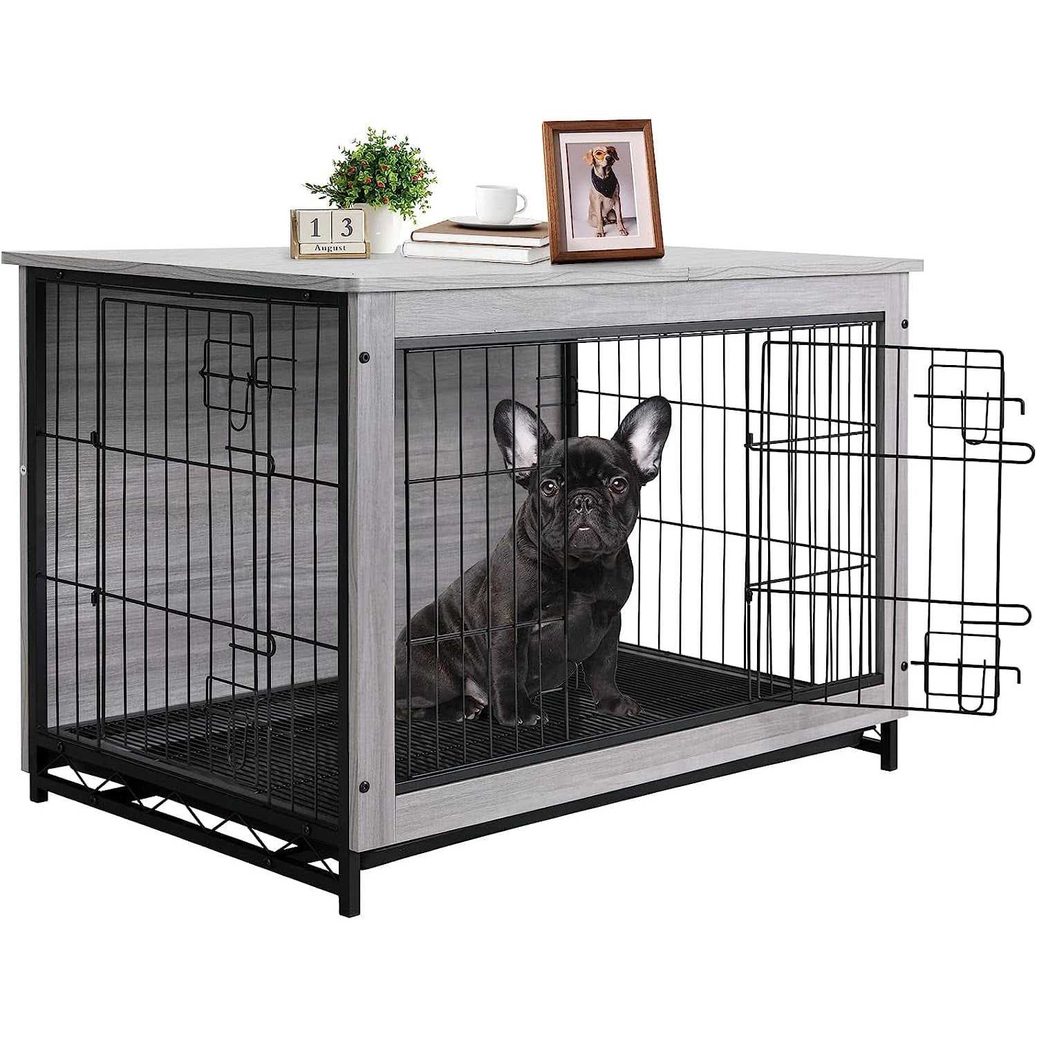 Dog Crate Furniture Wooden End Table Indoor Kennel a7