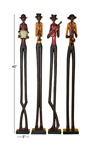 Polystone Musician Decorative Sculpture Set of 4 Brown k7m