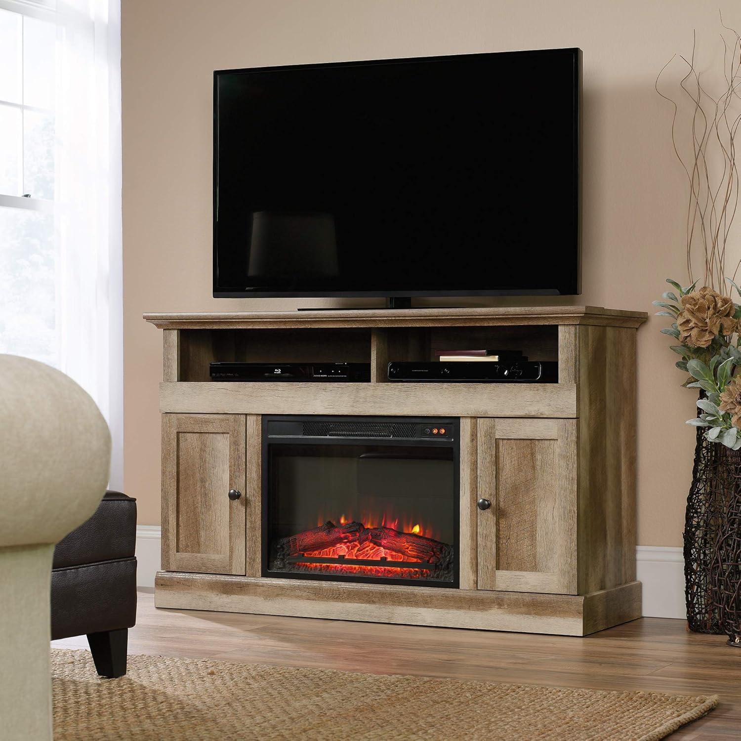 Media Fireplace for TVs up to 60 inch, Lintel Oak finish k7