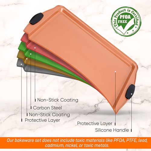 Nonstick Cookie Baking Sheet with Silicone Handles, Dishwasher Safe k7m