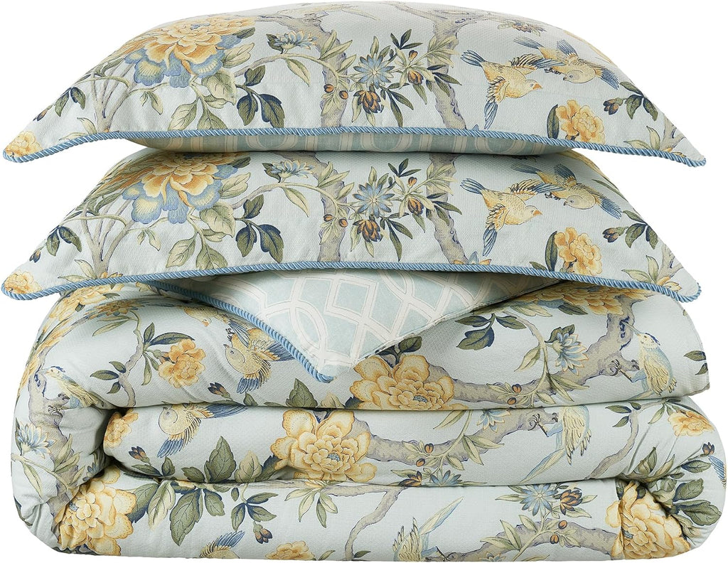4 Piece Cotton Comforter Set Queen Blue k7m