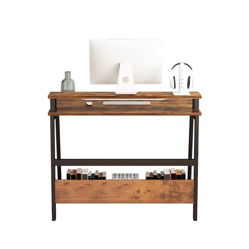Compact Desk with Monitor Stand Black k7m