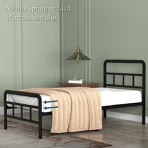 California King Bed Frame with Headboard Metal Platform Black k7