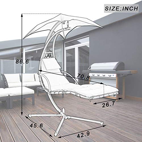 Hammock Chair with Canopy Umbrella and Pillow for Outdoor Patio a7