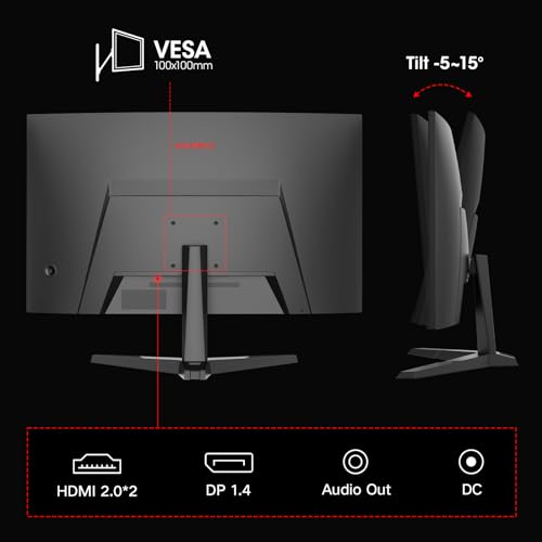 27 inch QHD 180Hz Curved Gaming Monitor with AdaptiveSync 1ms HDR10 VESA a7