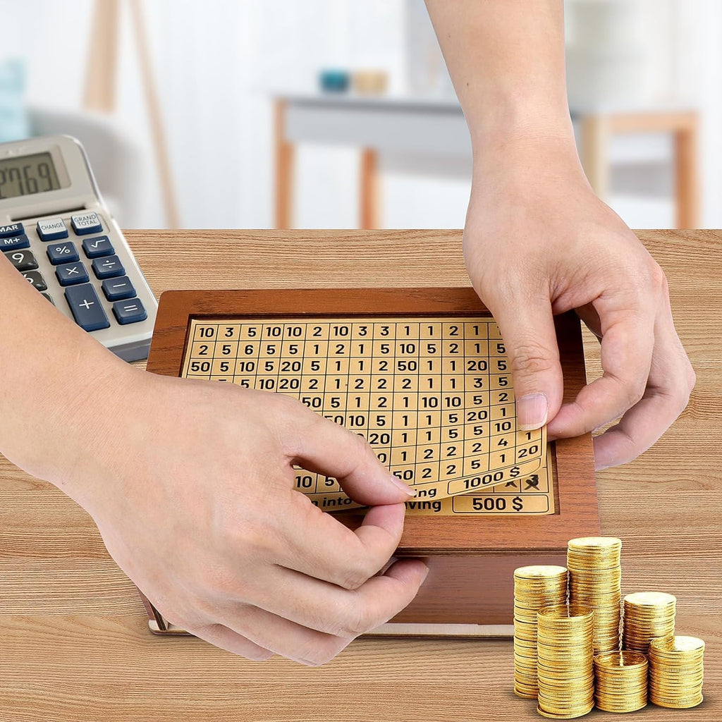 Wooden Savings Box with Coin Counter 8 Inch a7