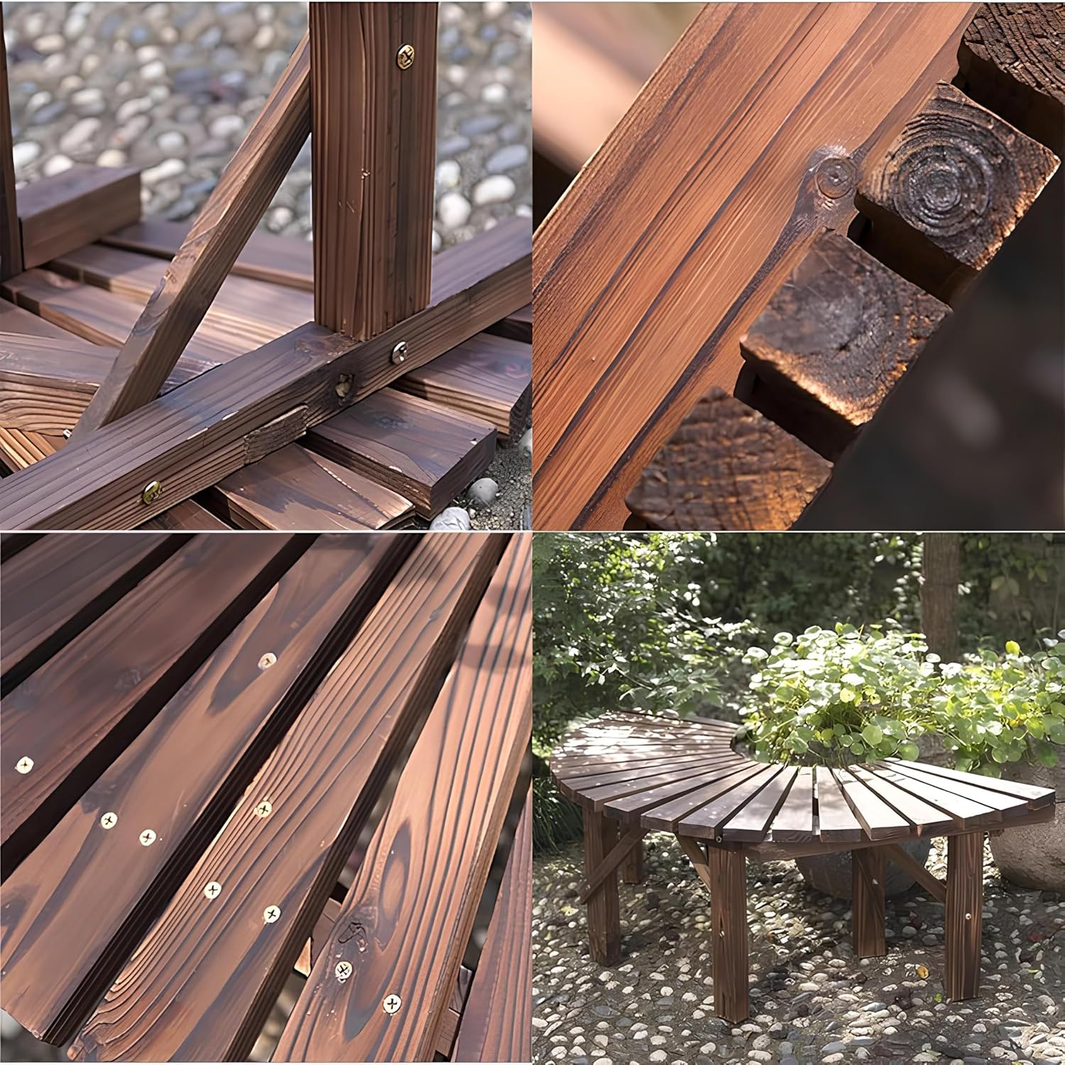 Wooden Curved Garden Bench for Patio Lawn a7