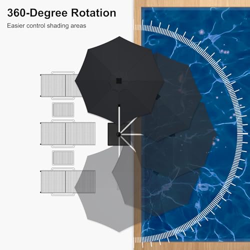 Navy Blue Solar LED Cantilever Patio Umbrella With Base a7