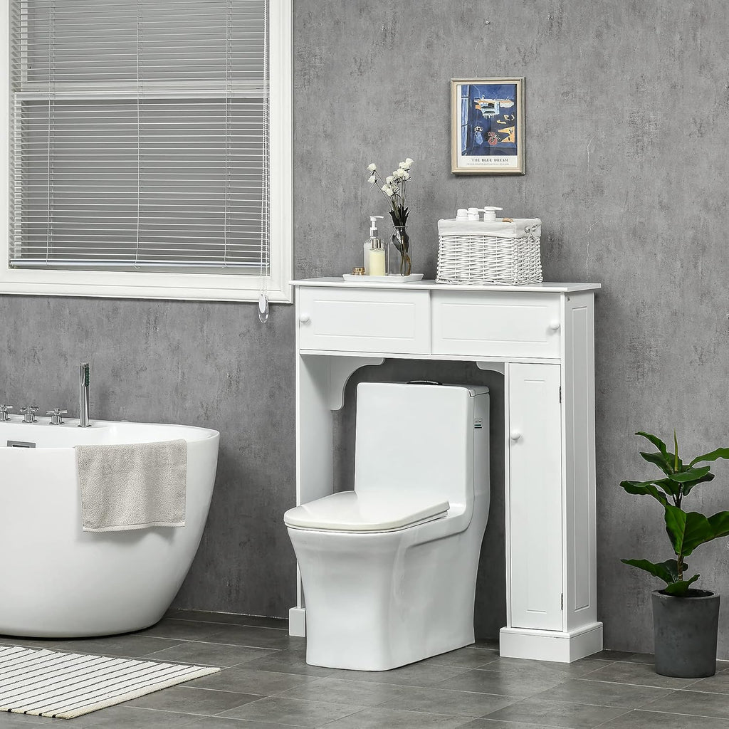 Bathroom Over Toilet Storage Cabinet with Adjustable Shelves White k7p