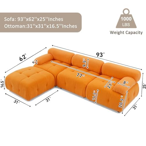 Modular Cloud Sofa Sectional Teddy Fabric Beige k7p