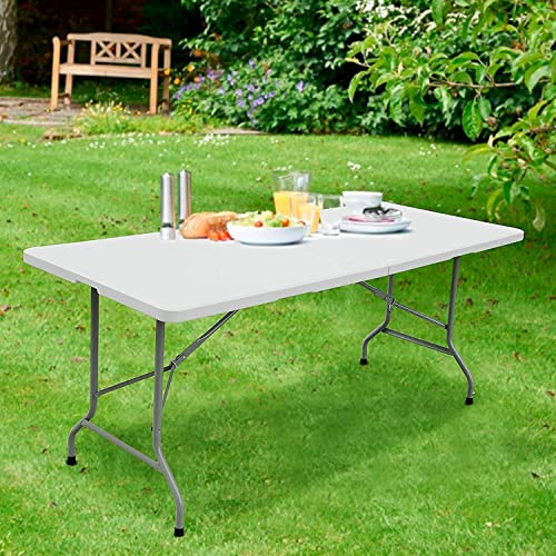 Folding Table 6ft White Plastic Portable Indoor Outdoor Picnic Camping a7