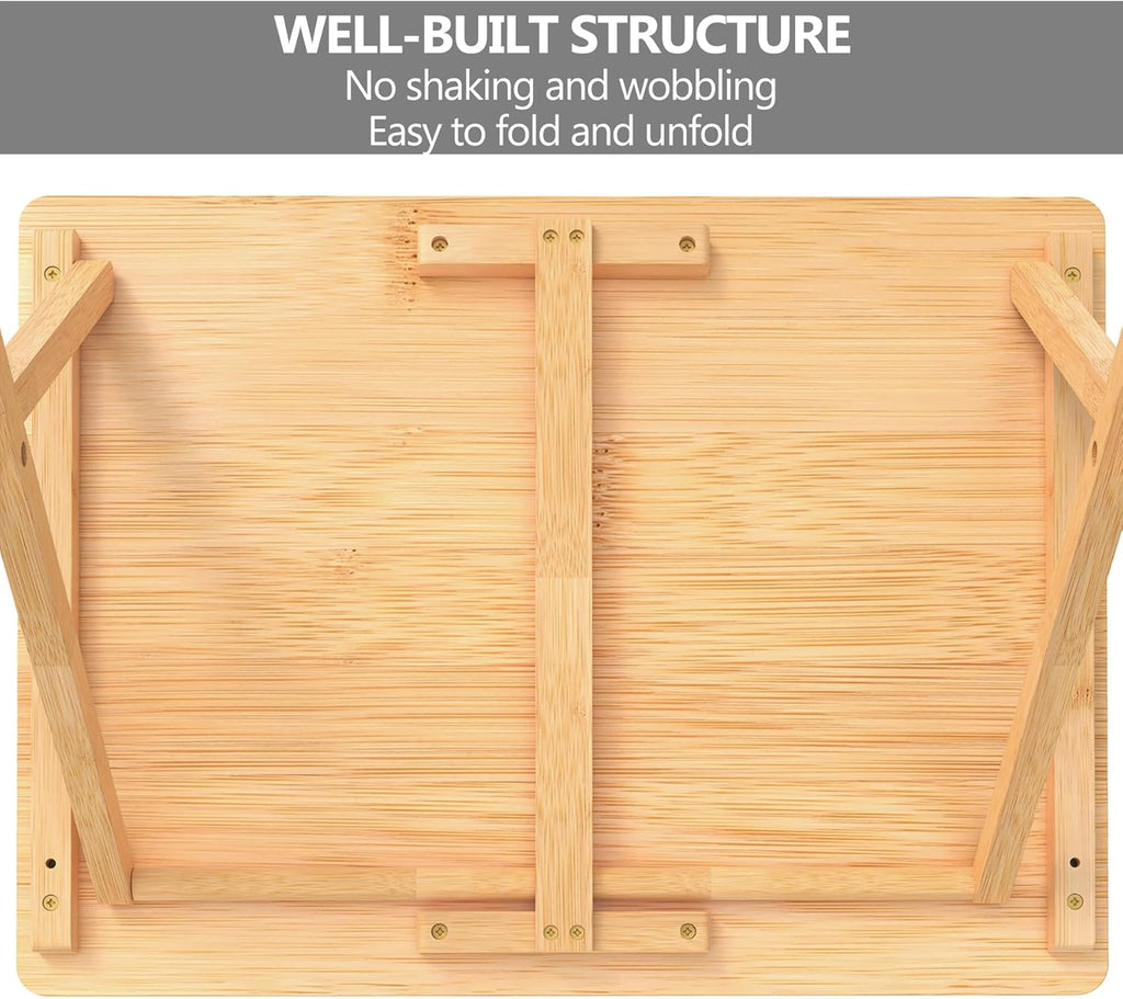 Folding TV Tray Table Set of 2 Bamboo for Eating k7m