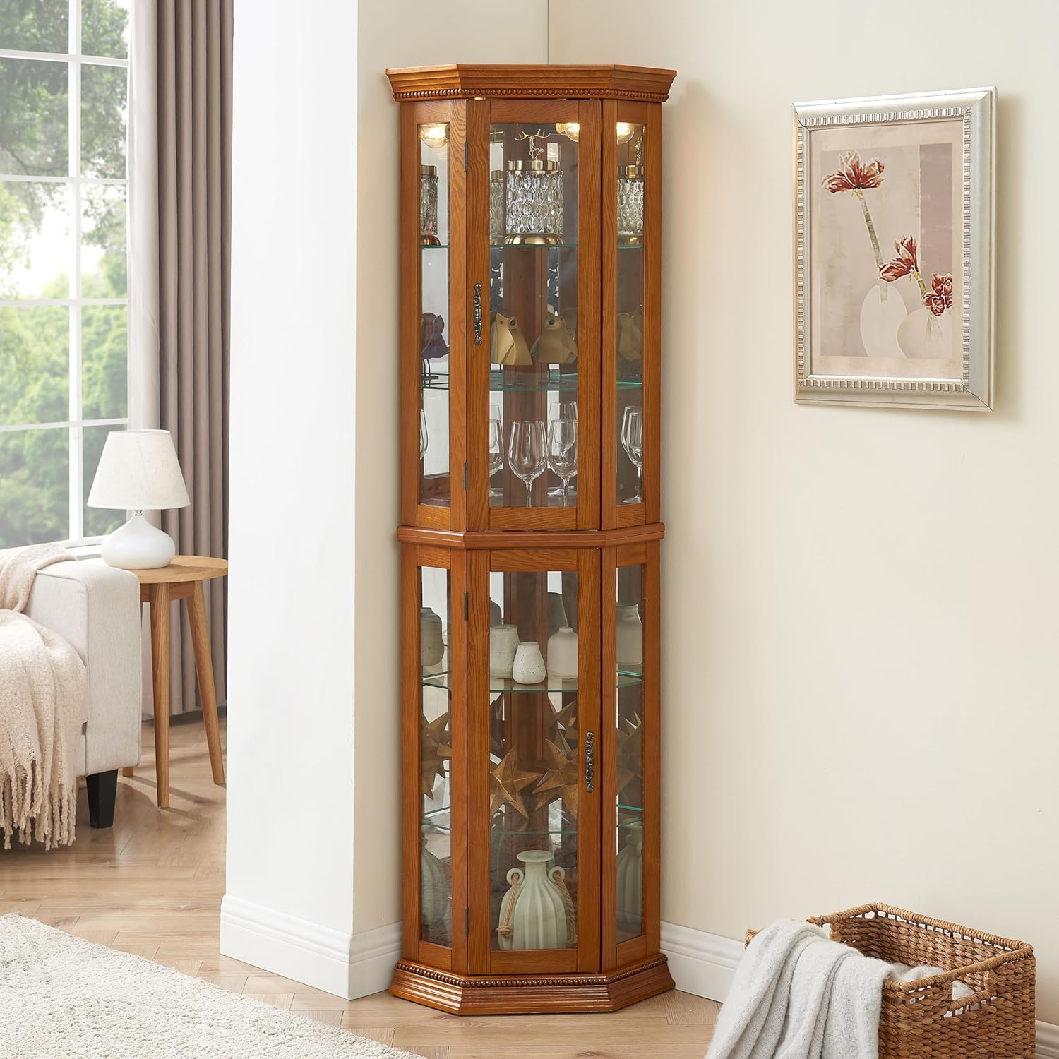 Display Cabinet with Lights and Glass Shelves a7