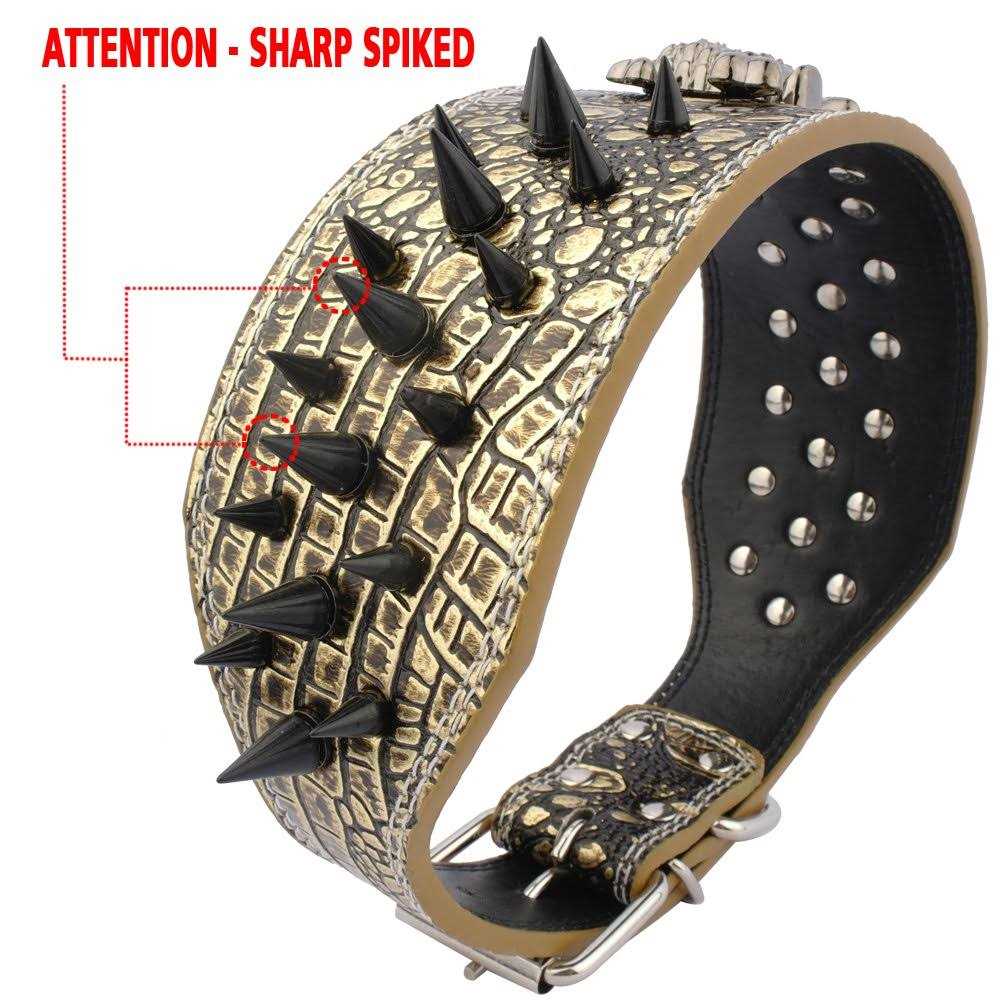 Spiked Leather Dog Collar for Medium Dogs Training Walking q7k