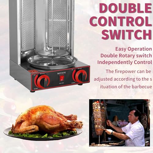 Chicken Shawarma Machine Countertop Rotisserie Grill Kebab Broiler Gas a7