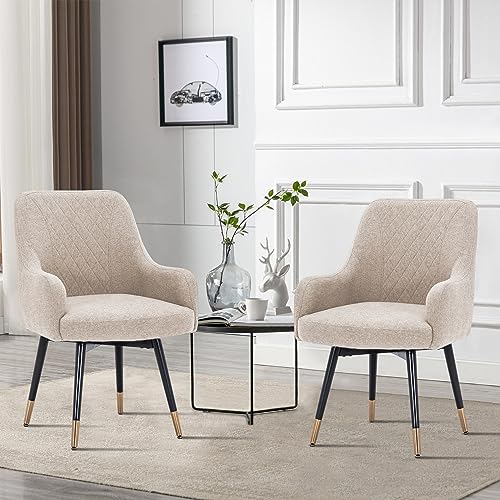 Swivel Dining Chairs with Arms Set of 2 Upholstered Gray a7