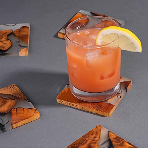 Wooden Coaster Set with Holder, Cedar Wood, 4 Pack a7
