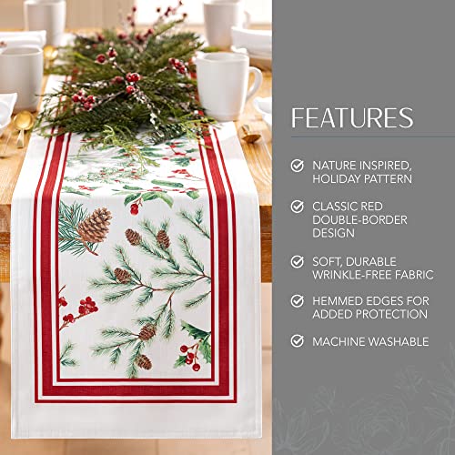 Winter Holiday Berry Bordered Tablecloth 60x120 Oblong k7