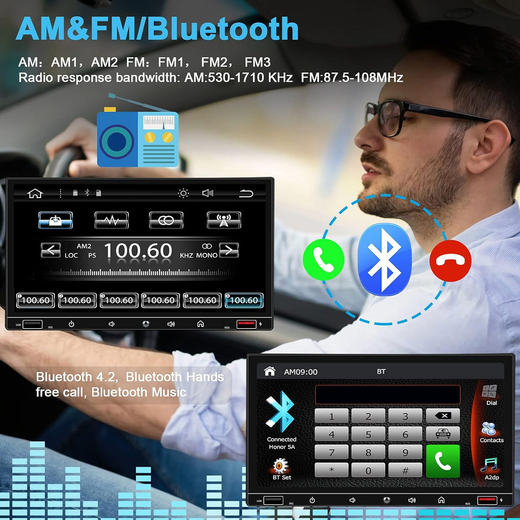 Double Din Car Stereo 7 Inch Touchscreen Bluetooth Carplay Android Auto k7