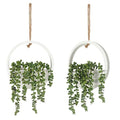 2 Pcs Artificial Hanging Succulents Plants, Faux String of Pearls Plants in Pot with a Lanyard, Hanging Fake Succulent Plants for Bedroom, Small Wall, Living Room Decor