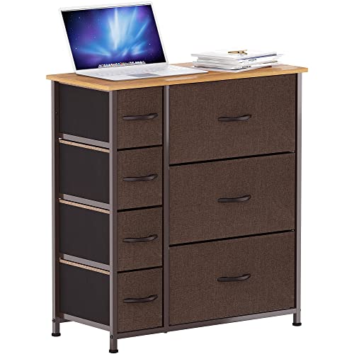 Dresser with 7 Drawers & Fabric Storage Tower for Bedroom, Hallway, Nursery k7