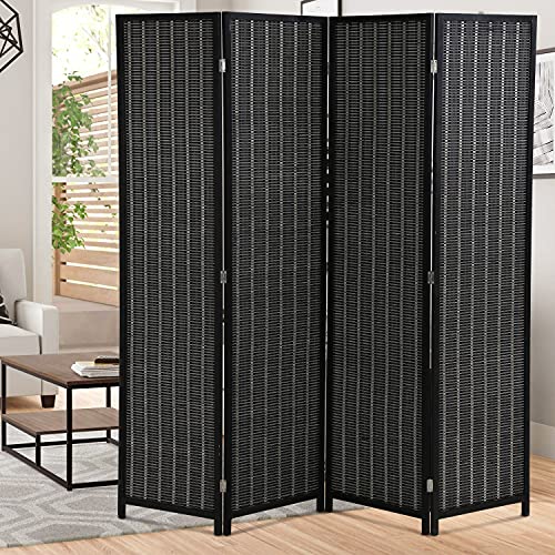 Room Dividers Folding Screen Partitions 6 Panel Privacy Screen, Partition Wall Tall Room Divider for Bedroom Study Portable Room Seperating Divider Home Furniture 17.7" Wide, Black