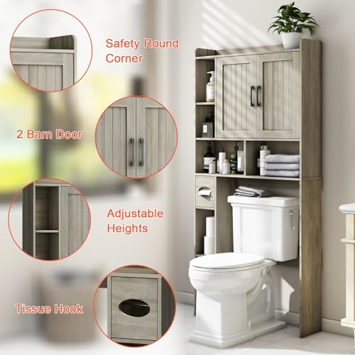 Over The Toilet Storage Cabinet with Sliding Doors a7k