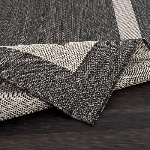 Outdoor Area Rug 9x12 Medallion Beige White Washable Carpet k7