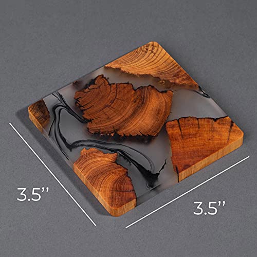 Wooden Coaster Set with Holder, Cedar Wood, 4 Pack a7