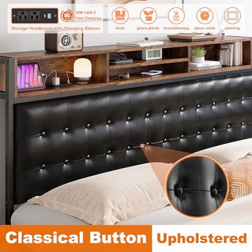 Queen Bed Frame with 4 Drawers and Charging Station a7k