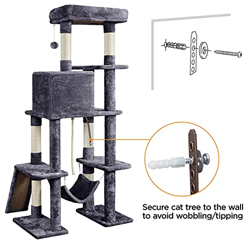 Cat Tree Tower 63in Multi-Level Indoor Cat Furniture with Scratching Posts a7k