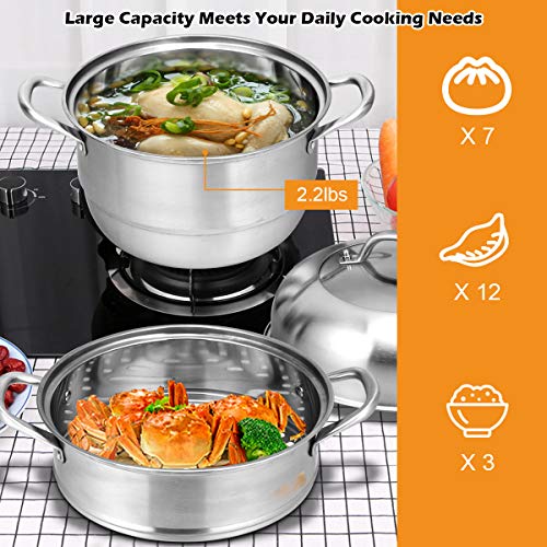 Stainless Steel 4-Tier Steamer Pot with Glass Lid a7