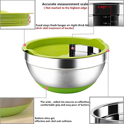Stainless Steel Mixing Bowls with Airtight Lids, 6 Piece Nesting Set k7m